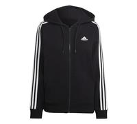 adidas Femme Essentials 3-Stripes French Terry Regular Full-Zip Hoodie, Black / White, S