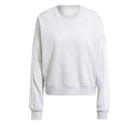 adidas Femme Essentials 3-Stripes French Terry Sweatshirt, Light Grey Heather/White, L