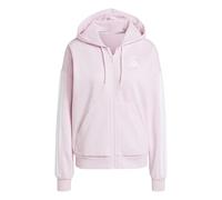 adidas Femme Essentials 3-Stripes Full-Zip Fleece Hoodie, Clear Pink/White, L