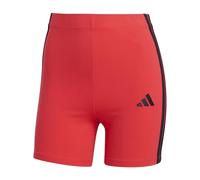 adidas Femme Essentials 3-Stripes High Waisted Biker Shorts, Pure Ruby/Black, XS