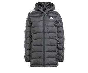 adidas Femme Essentials 3-Stripes Light Down Hooded Parka, Black, XS