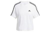 adidas Femme Essentials 3-Stripes Single Jersey Crop Top, White/Black, S