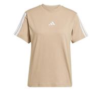 adidas Femme Essentials 3-Stripes Sleeve Cotton T-Shirt, Warm Sandstone/White, S