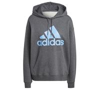 adidas Femme Essentials Big Logo Oversized French Terry Hoodie, dark grey heather/blue fusion, S