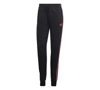 adidas Femme Essentials Fleece 3-Stripes Pants, Black / Pulse Magenta, S