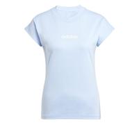adidas Femme Essentials Linear Cotton T-Shirt, Glow Blue/White, L