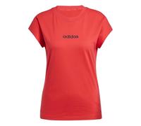 Adidas Femme Essentials Linear Cotton T-Shirt, Pure Ruby/Black, XS