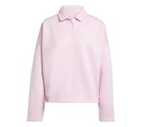 adidas Femme Essentials Linear Fleece Polo Sweatshirt, Clear Pink/White, L