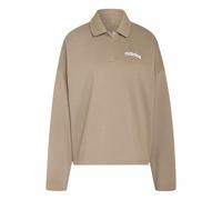 adidas Femme Essentials Linear Fleece Polo Sweatshirt, Khaki Six/White, XL