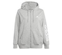 adidas Femme Essentials Linear Full-Zip French Terry Hoodie (Plus Size), Medium Grey Heather/White, XL Plus