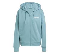 adidas Femme Essentials Linear Full Zip French Terry Hoodie, Powder Teal/White, S