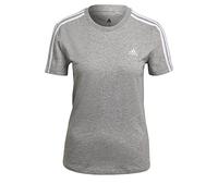 adidas Femme Essentials Slim 3-Stripes Tee, Medium Grey Heather/White, XS