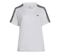 adidas Femme Essentials Slim 3-Stripes Tee (Plus Size), White/Black, XL Plus