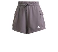 adidas Femme Essentials Small Logo French Terry Cargo Shorts, Grey Strata/White, S