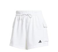 adidas Femme Essentials Small Logo French Terry Cargo Shorts, White/Black, L
