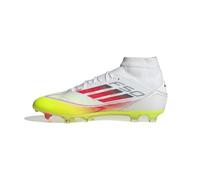 adidas Femme F50 League Mid Football Boots FG/MG Women Chaussures, Cloud White/Lucid Red/Solar Yellow, 40 EU