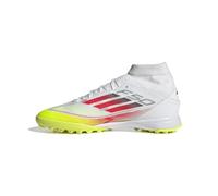 adidas Femme F50 League Mid Football Boots Turf Women Chaussures, Cloud White/Lucid Red/Solar Yellow, 38 EU