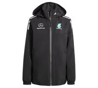 adidas Femme MERCEDES - AMG PETRONAS FORMULA ONE TEAM MECHANICS RAIN JACKET WOMEN, Black/Reflective Silver, XXS