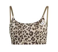 adidas Femme Optime Essentials 3-Stripes Leopard Light Support Bra, Crystal Linen/Khaki Six/Dark Brown, M