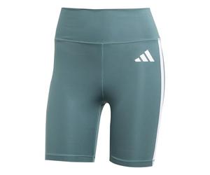 adidas Femme Optime Essentials 3Stripes Short Leggings, preloved teal/white, S 5 inch