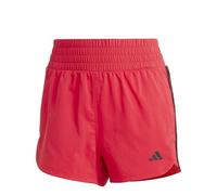 adidas Femme Pacer Training 3-Stripes Woven High-Rise Shorts, Pure Ruby/White, L 5 inch