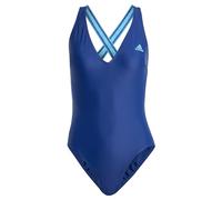 adidas Femme Partial 3-Stripes Swimsuit, Dark Blue/Light Blue, 30