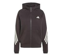 adidas Femme Stadium Three Stripes Full Zip Hoodie Sweatshirt, Aurora Coffee, XS