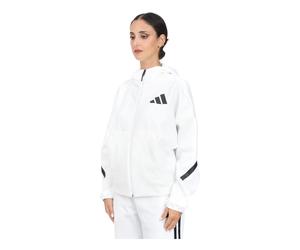 Adidas, Femme, Sweatshirts et sweats à capuche, Blanc, Taille: 40 FR Sweat à capuche zippé
