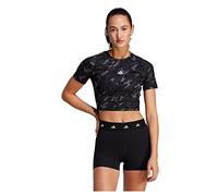 adidas Femme Techfit Camo Print Crop Training Tee, Carbon, L