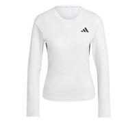 adidas Femme Train Essentials Long Sleeve 3-Stripes Workout Top, White/Black, L
