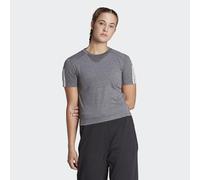 adidas Femme Train Essentials Train Cotton 3-Stripes Crop Tee, Dark Grey Heather / White, M