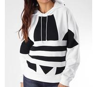 Adidas Femmes Trefoil Logo à Capuche Extra-Large Pull Pull Blanc/Noir