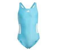 adidas Fille 3-Stripes C-Back Swimsuit, Lucid Cyan/White, 4-5 Years