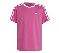 adidas Fille Essentials 3-Stripes Cotton Loose Fit Boyfriend Tee, Semi Lucid Fuchsia/White, 13-14 Years