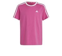 adidas Fille Essentials 3-Stripes Cotton Loose Fit Boyfriend Tee, Semi Lucid Fuchsia/White, 9-10 Years