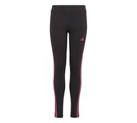 adidas Fille Essentials 3-Stripes Cotton Tights, Black/Semi Lucid Fuchsia, 11-12 Years