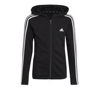 adidas Fille Essentials 3-Stripes Full-Zip Hoodie, Black/White, 9-10 Years
