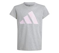 Adidas Fille Essentials Cotton T-Shirt, Medium Grey Heather/Clear Pink, 11-12 Years