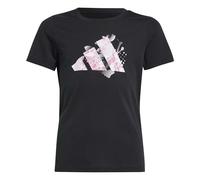 adidas Fille Flower Print Training Graphic Tshirt, Black, 11-12 Years