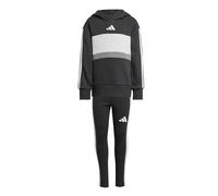 adidas Fille Seasonal Essentials TIBERIO 3 Stripes Fleece Leggings Set, Black/White/Grey Two, 4-5 Years