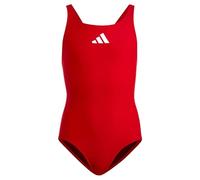 adidas Fille Solid Small Logo Swimsuit, Better Scarlet/White/Shadow Red, 7-8 Years