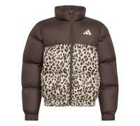 adidas Fille Synthetic Down Allover Print Coat, dark brown/Crystal Linen/Khaki Six/Crystal Linen, 13-14 Years