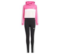 adidas Fille Tiberio 3-Stripes Colorblock Fleece Leggings Set Kids, semi lucid fuchsia/white/white, 14-15 Years