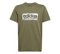 adidas Garçon Camo Linear Junior Boys Graphic Tee, Olive strata, 11-12 Years