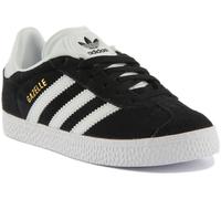 ADIDAS Gazelle C Baskets à Lacets Chaussure Garçon en Noir Blanc UK 1 - 13.5