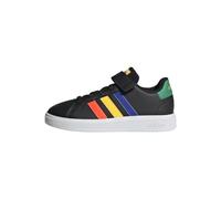 adidas Grand Elastic Lace and Top Strap Shoes Chaussures de Tennis, Core Black/Lucid Blue/Court Green, 31 EU
