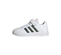 adidas Grand Lifestyle Court Elastic Lace and Top Strap Shoes Chaussures de Tennis, Cloud White/Cloud White/Orange, 32 EU