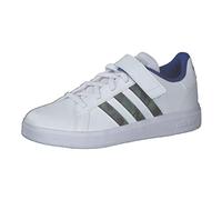 adidas Grand Lifestyle Court Elastic Lace and Top Strap Shoes Chaussures de Tennis, Cloud White/Green Oxide/Royal Blue, 32 EU