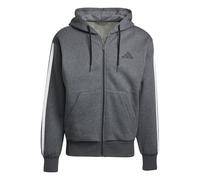 Adidas Sweat à capuche zippé Essential Three Stripes en polaire Gris chiné foncé/Noir Homme S