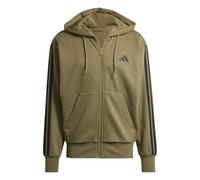 adidas Herren Essential Three Stripes Fleece Zipper Hoodie, Olive strata/Black, L